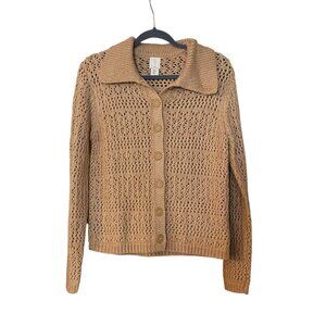 NWOT Joie Pink Cream Knit Button Cardigan Sweater Collared Size Small